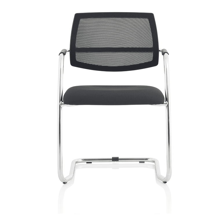 Swift Medium Back Cantilever Visitor Chair - Pre-Assembled, Stackable, Mesh & Fabric, Chrome Metal Frame, 115kg Capacity, 6hr Usage, 2yr Guarantee