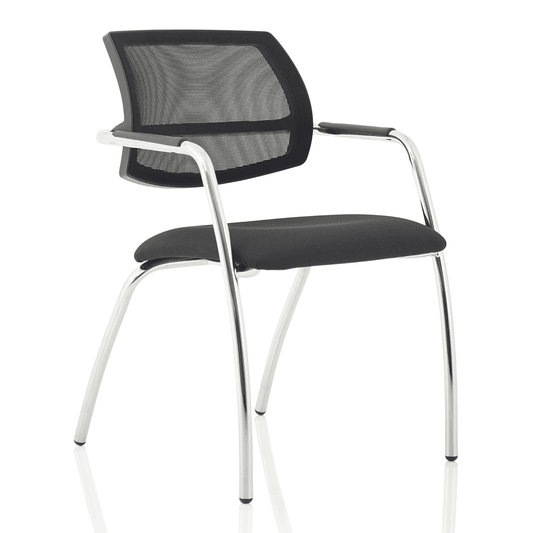 Swift Medium Back Visitor Chair - Mesh & Fabric, Chrome Metal Frame, Pre-Assembled, Stackable, 115kg Capacity, 6hr Usage, 2yr Warranty (Straight Leg)