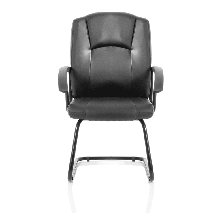 Bella Medium Back Cantilever Visitor Chair - Black Bonded Leather, Black Metal Frame, Flat Packed, 120kg Capacity, 8hr Usage, 2yr Guarantee