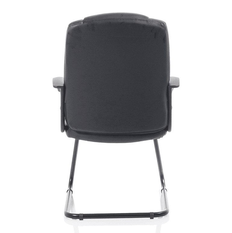 Bella Medium Back Cantilever Visitor Chair - Black Bonded Leather, Black Metal Frame, Flat Packed, 120kg Capacity, 8hr Usage, 2yr Guarantee