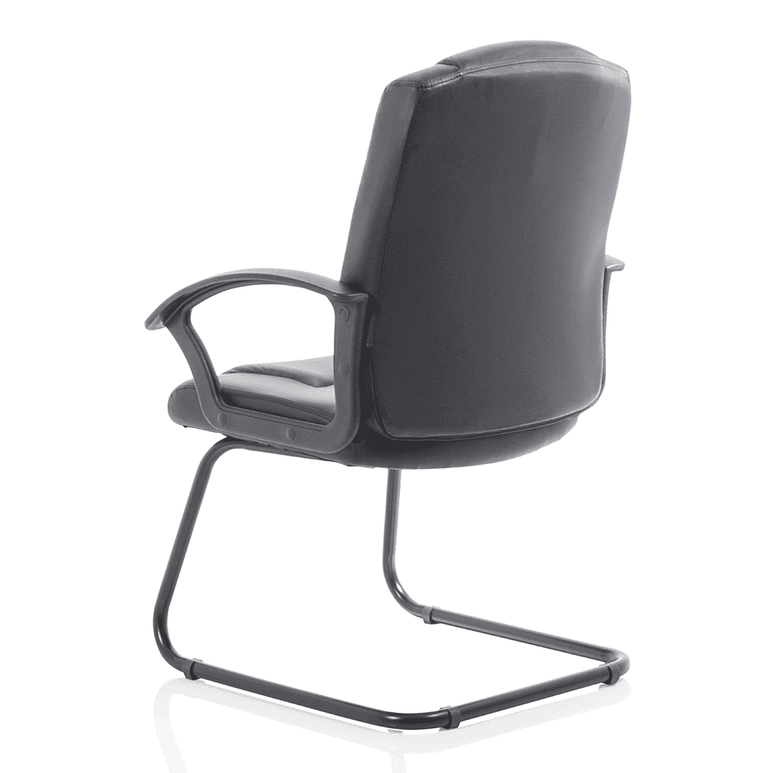 Bella Medium Back Cantilever Visitor Chair - Black Bonded Leather, Black Metal Frame, Flat Packed, 120kg Capacity, 8hr Usage, 2yr Guarantee