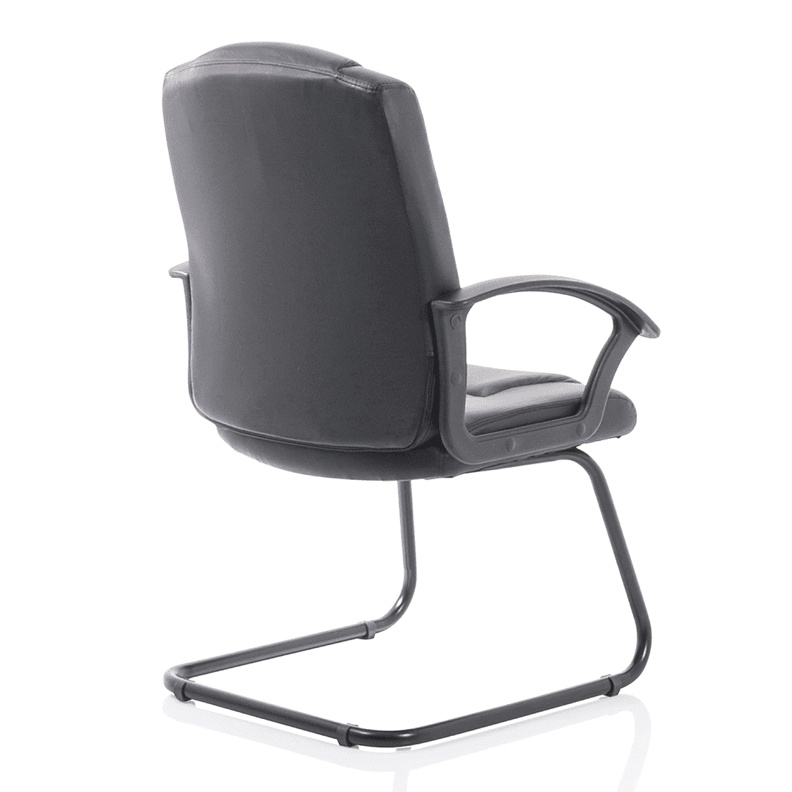 Bella Medium Back Cantilever Visitor Chair - Black Bonded Leather, Black Metal Frame, Flat Packed, 120kg Capacity, 8hr Usage, 2yr Guarantee