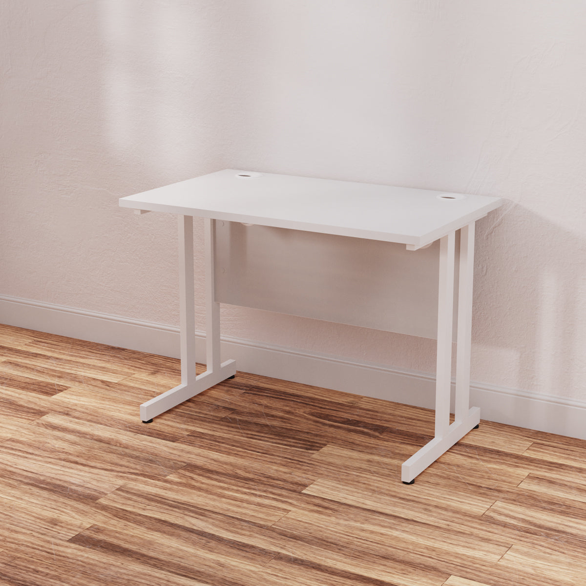 Impulse 1000mm Slimline Desk Cantilever Leg - MFC Rectangular Table, Self-Assembly, 5-Year Guarantee, 1000x600 Top, Silver/White/Black Frame