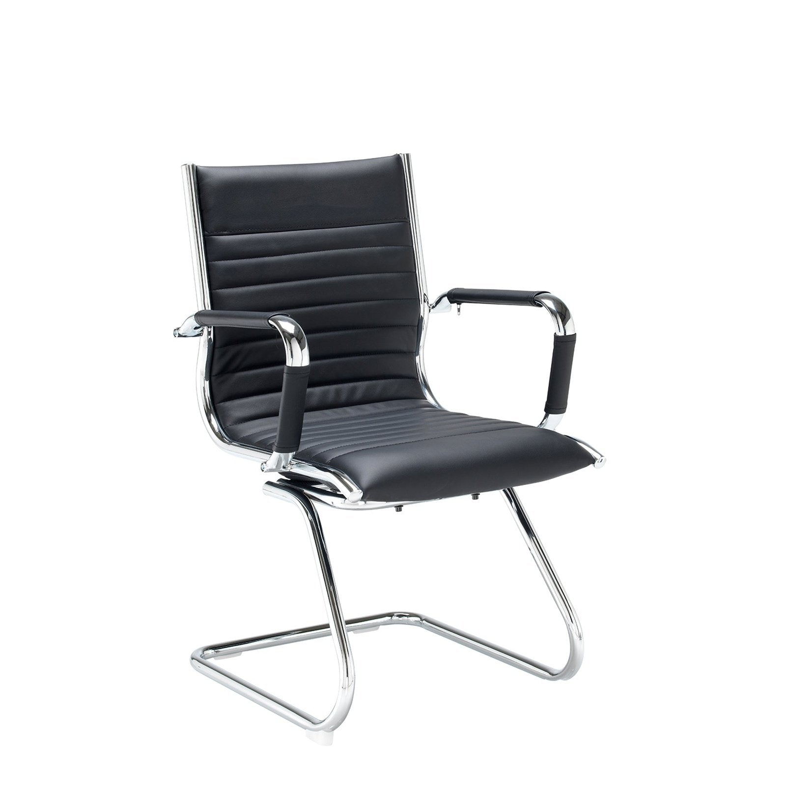 Bari executive visitors chair - black faux leather - Office Products Online