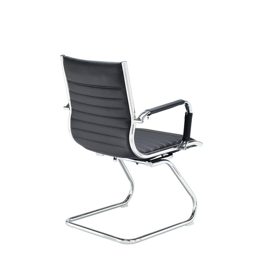 Bari executive visitors chair - black faux leather - Office Products Online