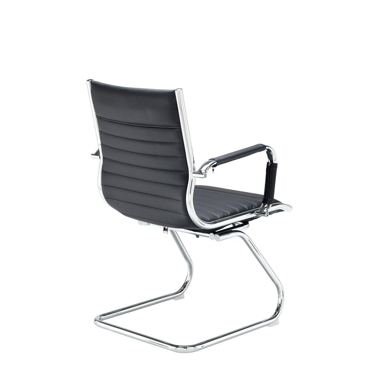 Bari executive visitors chair - black faux leather - Office Products Online