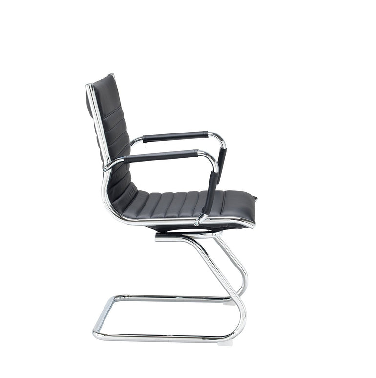 Bari executive visitors chair - black faux leather - Office Products Online