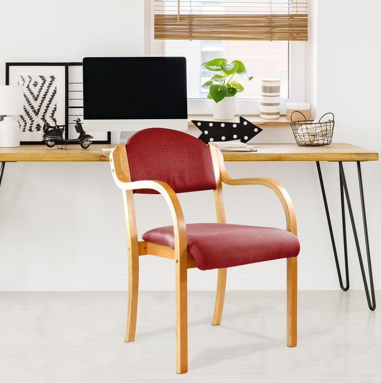 Beech Framed Stackable Side Armchair with Upholstered Padded Seat and Backrest - Office Products Online
