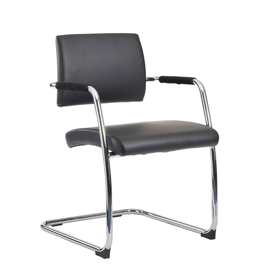 Bruges meeting room cantilever chair pack of 2 - black faux leather - Office Products Online