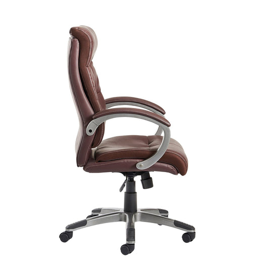 Catania high back managers chair - brown leather faced - Office Products Online