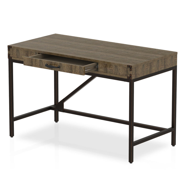 Chester Boutique Desk - MDF Rectangular 1200x600mm, Gunmetal Grey H-Frame Legs, 1 Drawer, Self-Assembly, 5-Year Guarantee