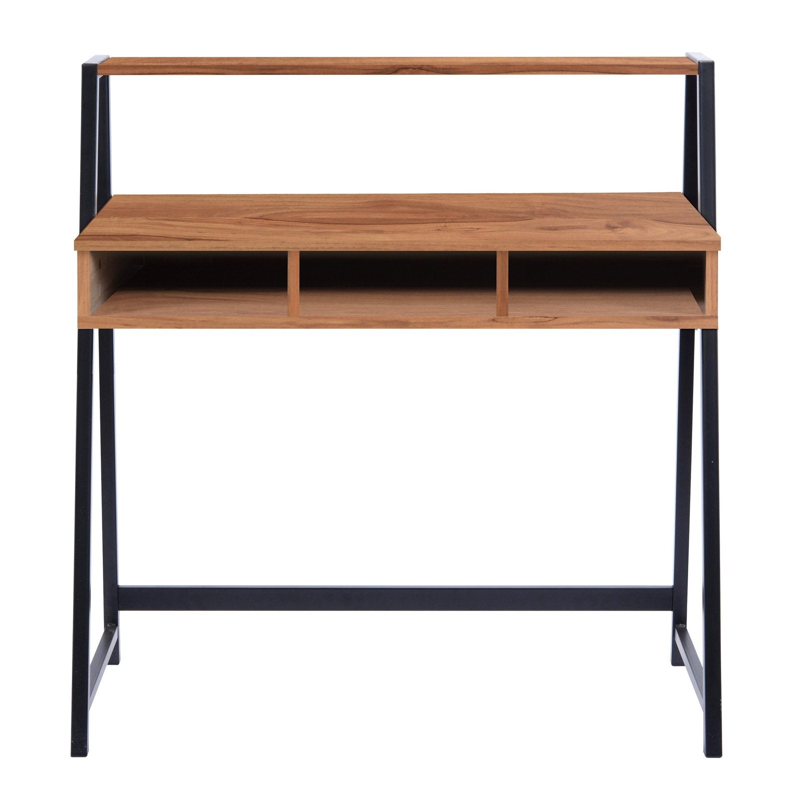 Compact Two Tier Workstation with Stylish Feature Frame and Upper Storage Shelf - Office Products Online