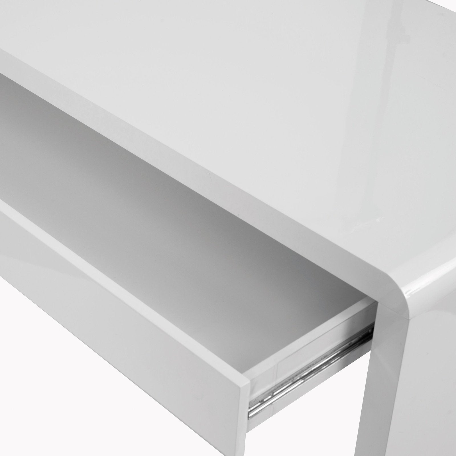 Compact and Curvaceous High Gloss Workstation with Spacious Storage Drawer - Office Products Online