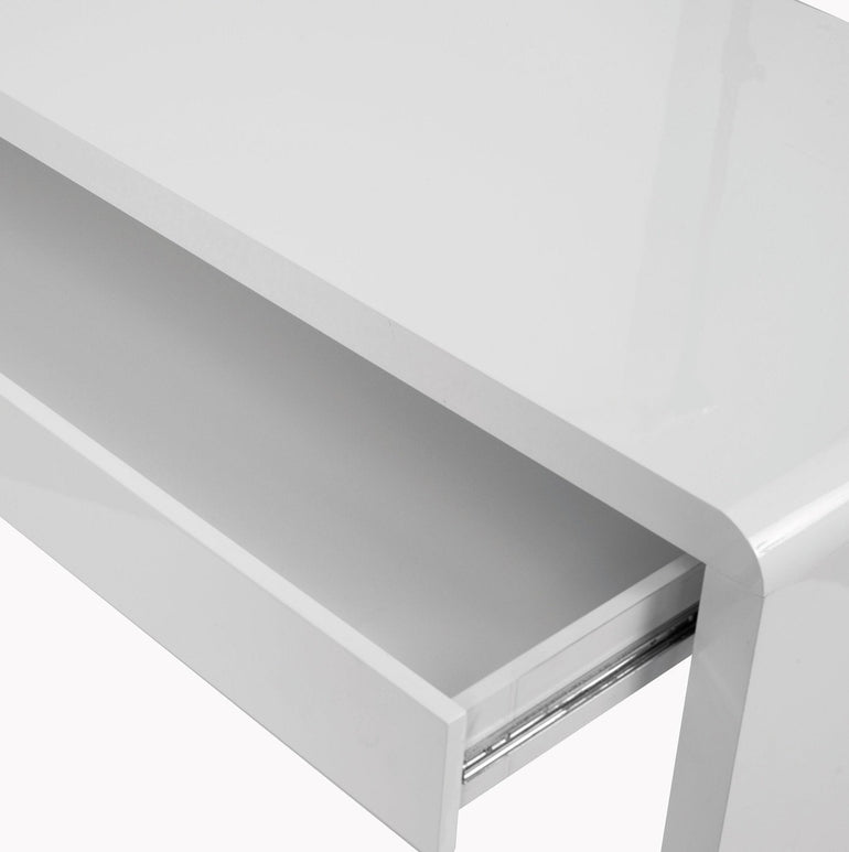 Compact and Curvaceous High Gloss Workstation with Spacious Storage Drawer - Office Products Online