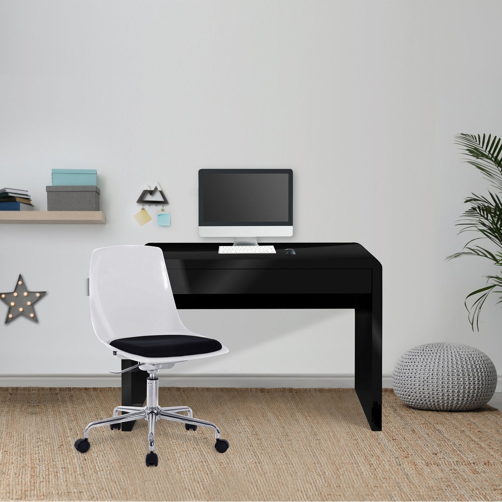 Compact and Curvaceous High Gloss Workstation with Spacious Storage Drawer - Office Products Online