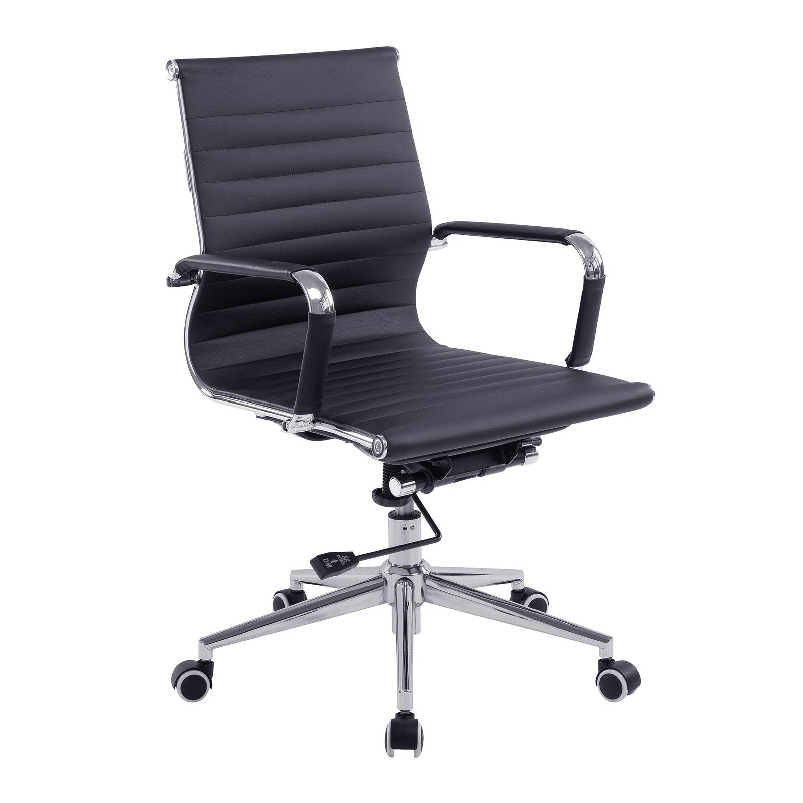 Contemporary Medium Back Bonded Leather Executive Armchair with Chrome Base - Office Products Online