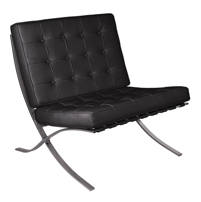Contemporary Oversized Leather Faced Reception Chair with Classic Button Design - Black - Office Products Online