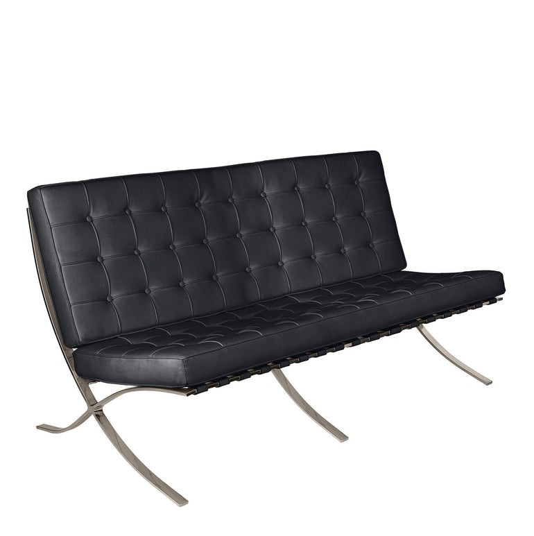 Contemporary Oversized Leather Faced Reception Chair with Classic Button Design - Black - Office Products Online