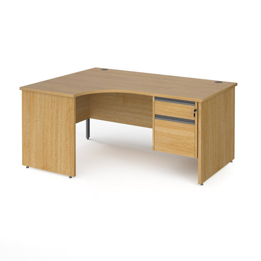 Contract 25 left hand ergonomic desk with 2 drawer pedestal and panel leg - Office Products Online