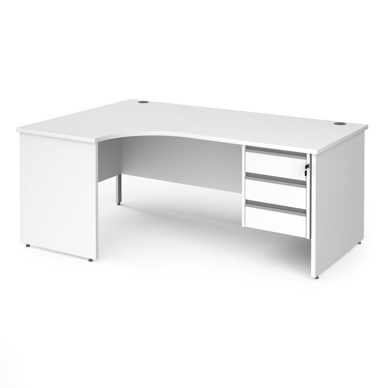Contract 25 left hand ergonomic desk with 3 drawer pedestal and panel leg - Office Products Online
