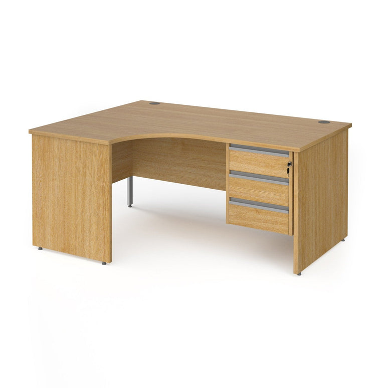 Contract 25 left hand ergonomic desk with 3 drawer pedestal and panel leg - Office Products Online