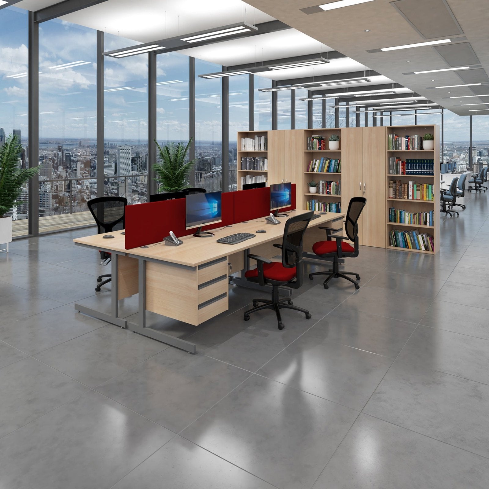 Contract 25 left hand ergonomic desk with cantilever leg - Office Products Online