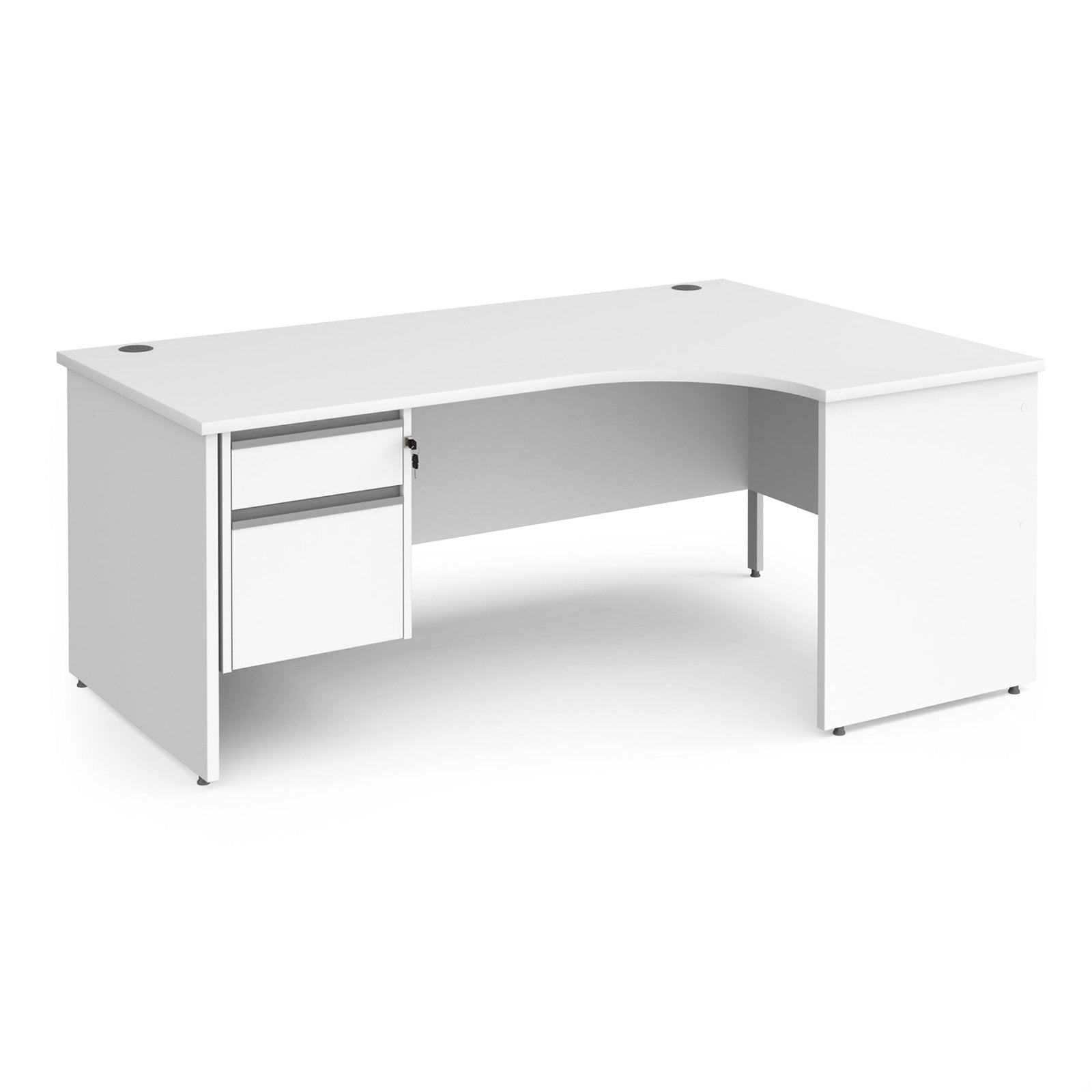 Contract 25 right hand ergonomic desk with 2 drawer pedestal and panel leg - Office Products Online