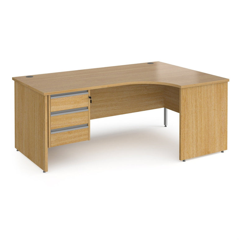 Contract 25 right hand ergonomic desk with 3 drawer pedestal and panel leg - Office Products Online