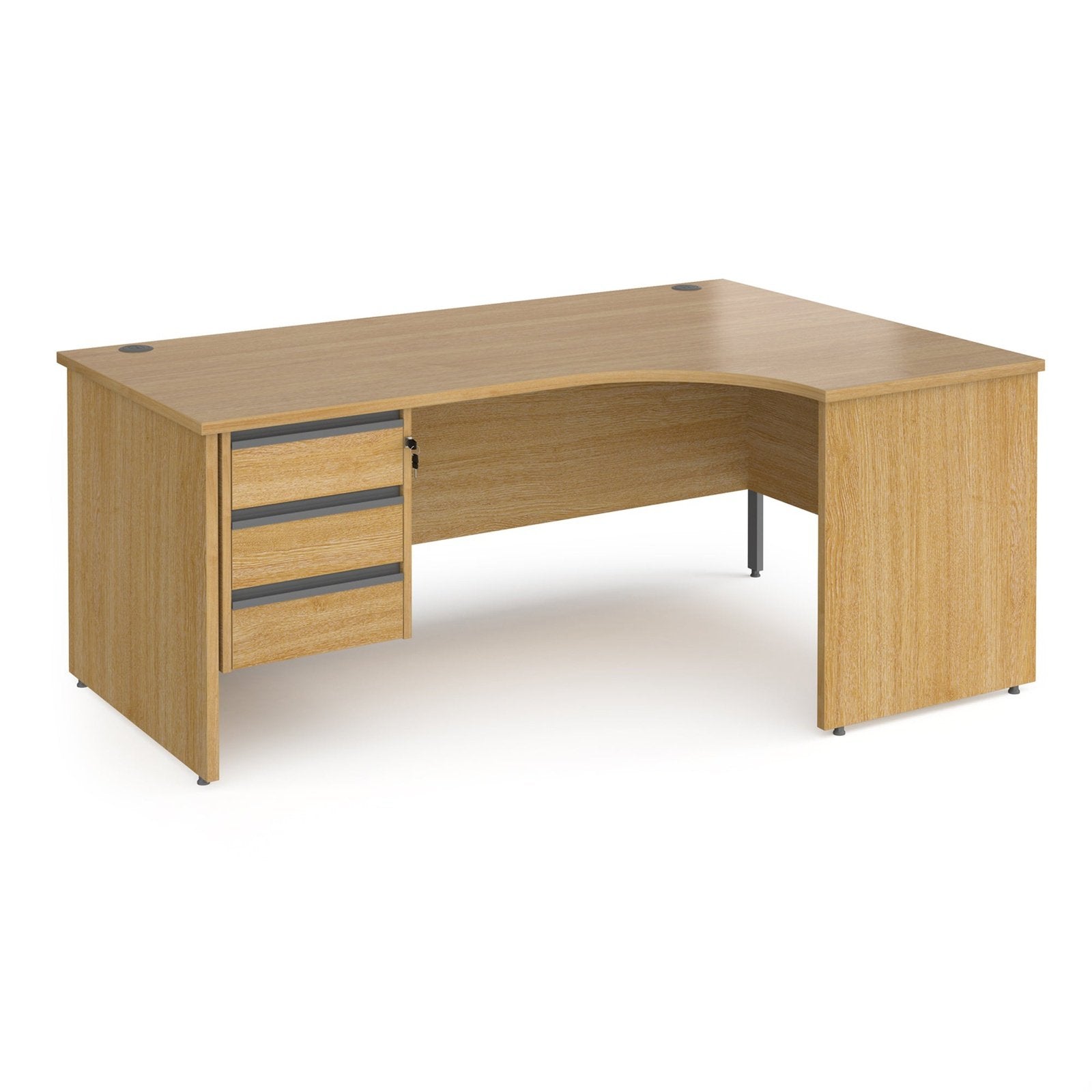 Contract 25 right hand ergonomic desk with 3 drawer pedestal and panel leg - Office Products Online