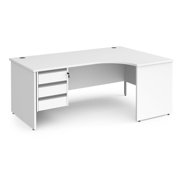 Contract 25 right hand ergonomic desk with 3 drawer pedestal and panel leg - Office Products Online