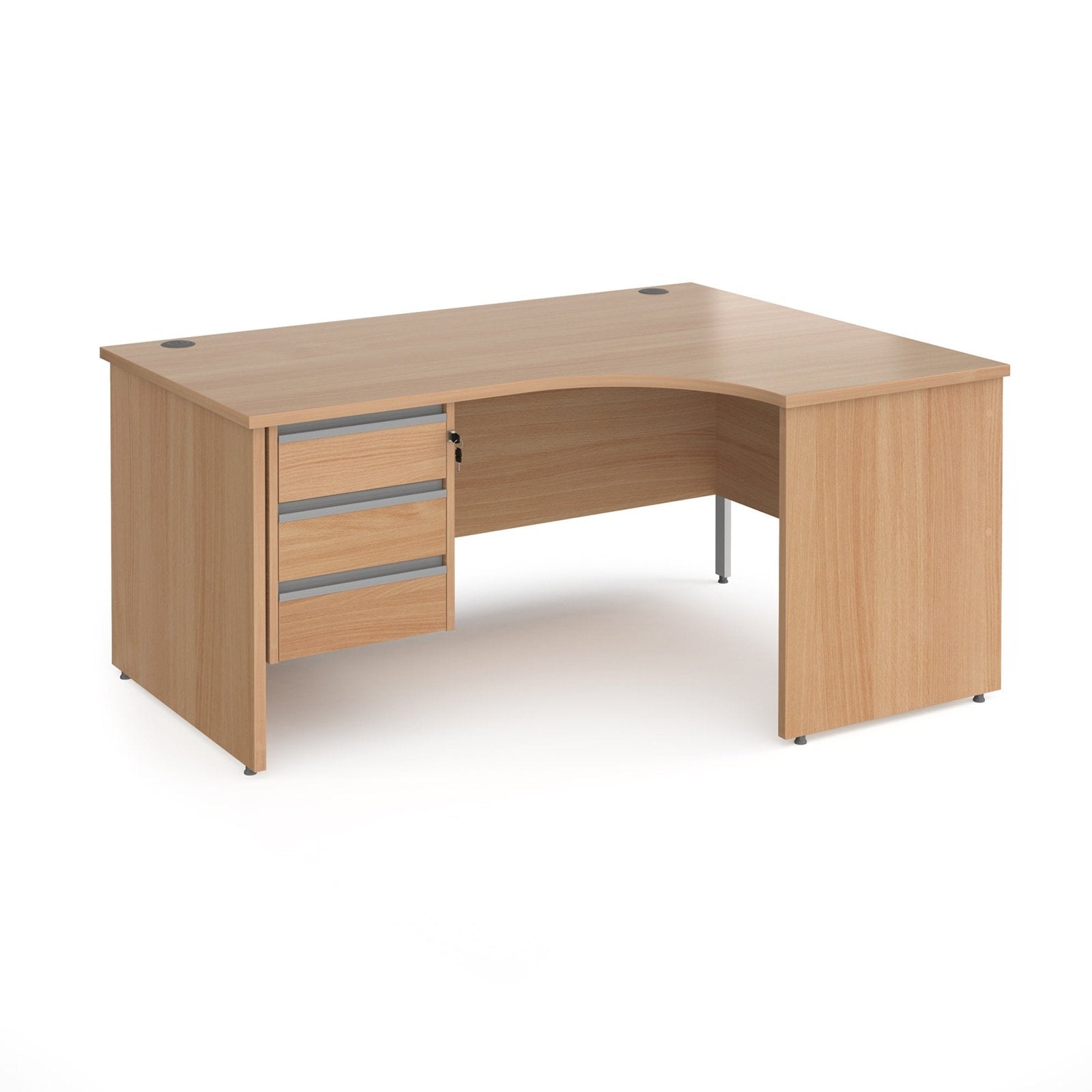 Contract 25 right hand ergonomic desk with 3 drawer pedestal and panel leg - Office Products Online