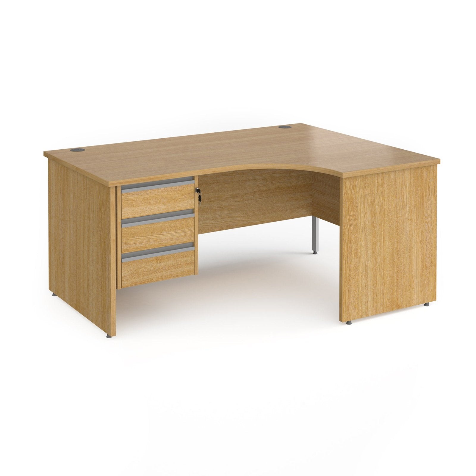 Contract 25 right hand ergonomic desk with 3 drawer pedestal and panel leg - Office Products Online