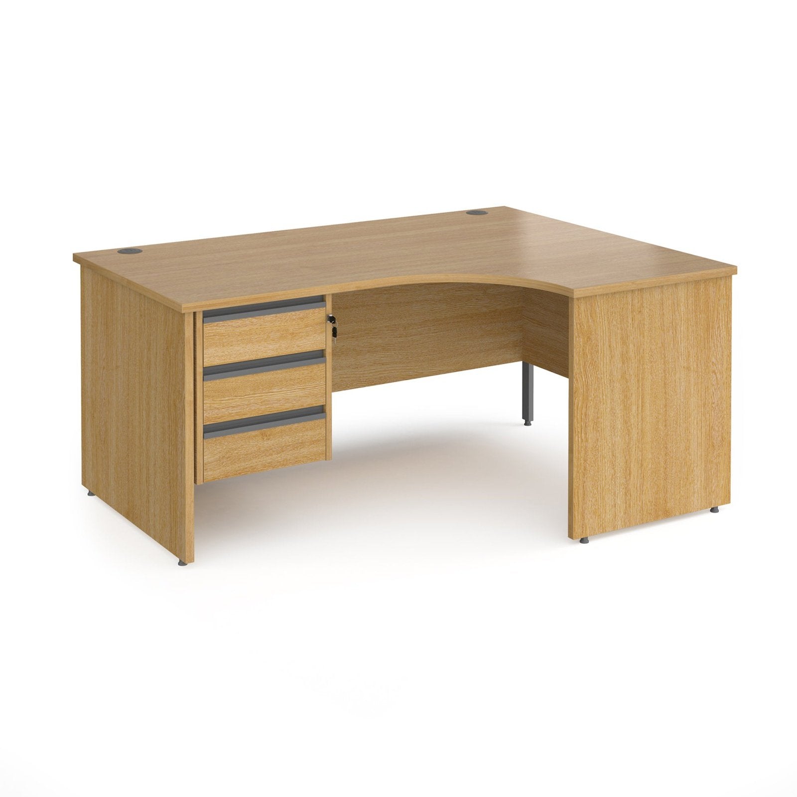 Contract 25 right hand ergonomic desk with 3 drawer pedestal and panel leg - Office Products Online