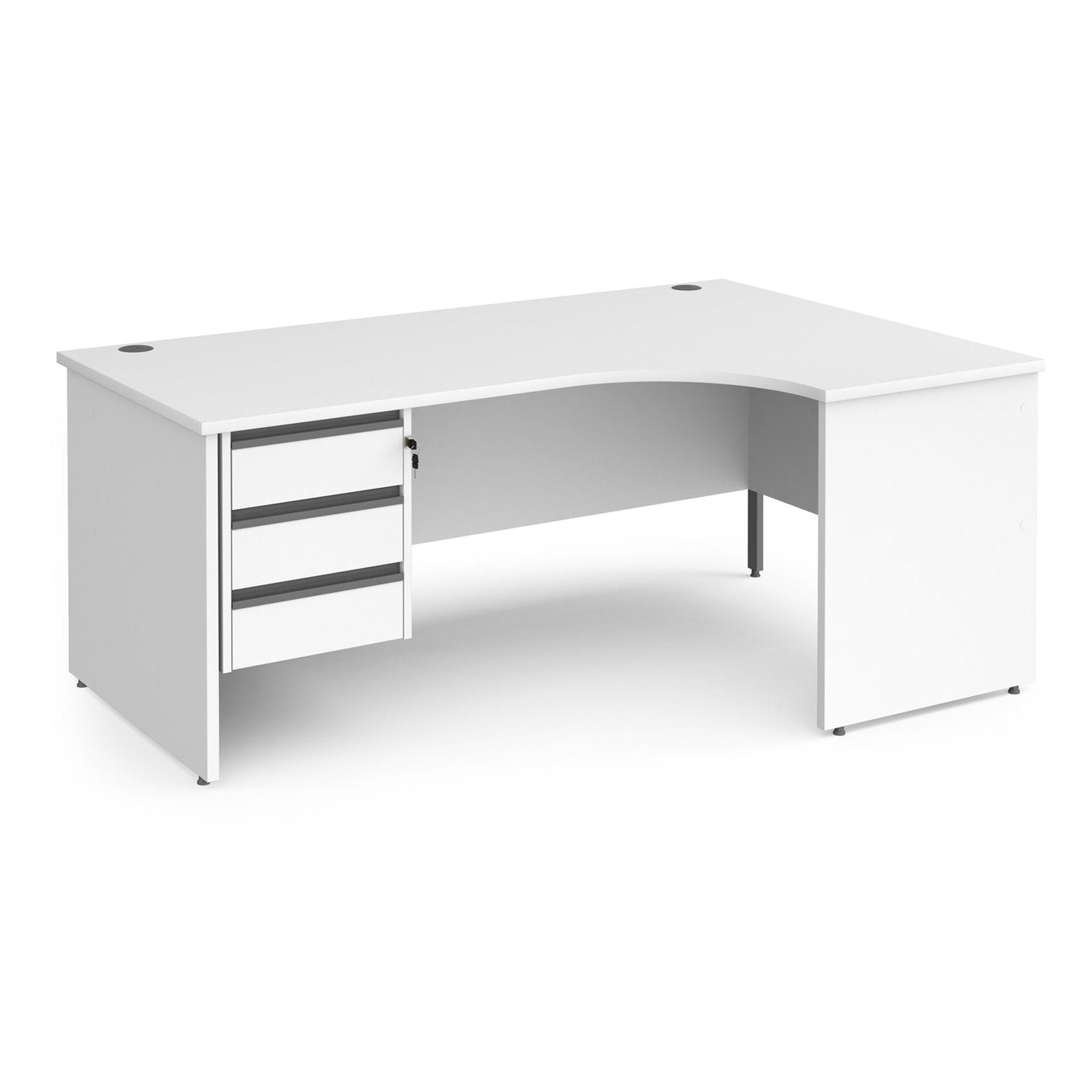 Contract 25 right hand ergonomic desk with 3 drawer pedestal and panel leg - Office Products Online