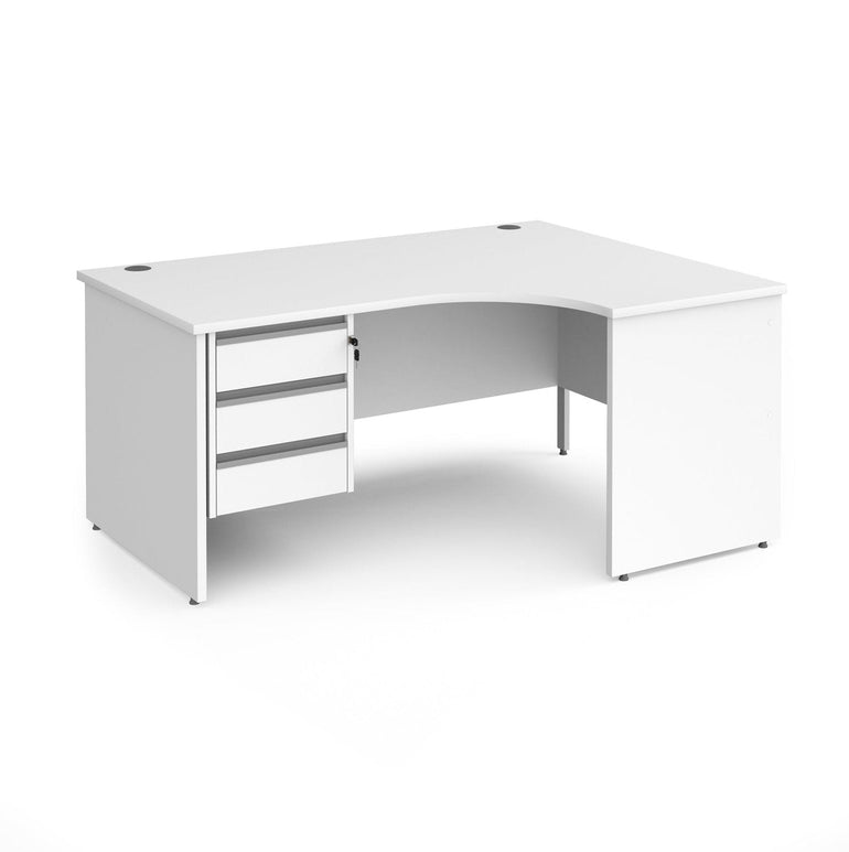 Contract 25 right hand ergonomic desk with 3 drawer pedestal and panel leg - Office Products Online