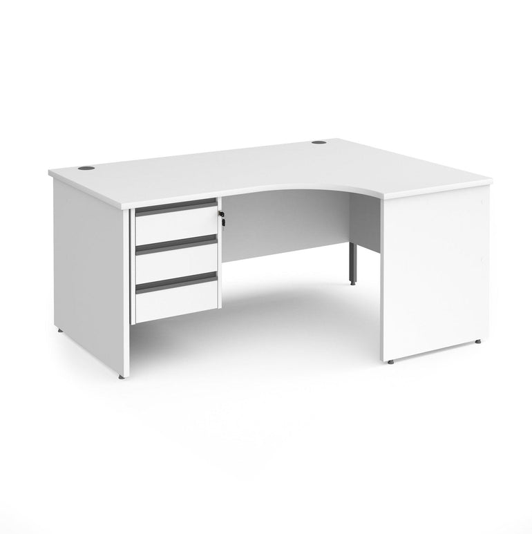 Contract 25 right hand ergonomic desk with 3 drawer pedestal and panel leg - Office Products Online