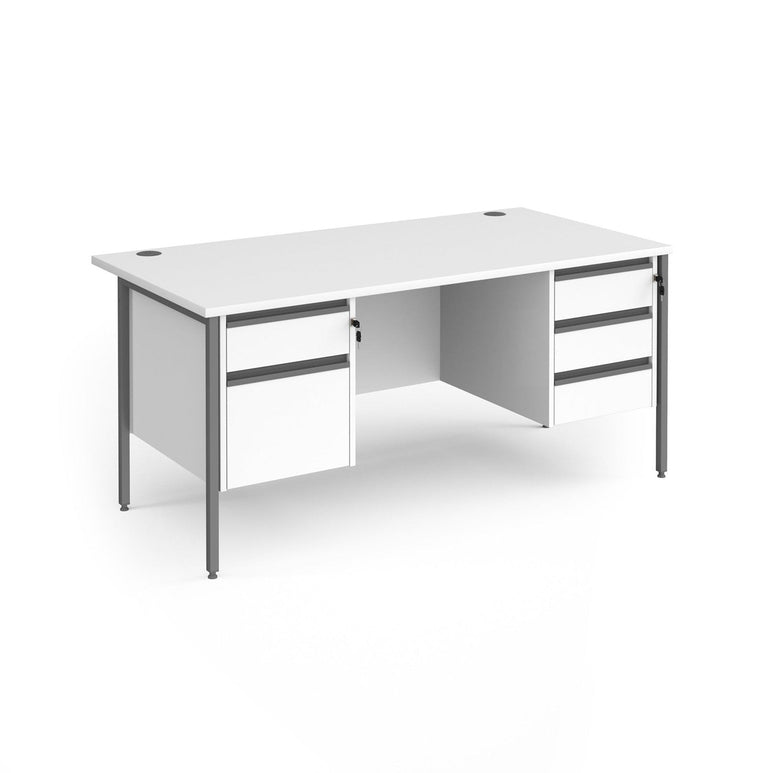 Contract 25 straight desk with 2 3 drawer pedestals and H-Frame leg - Office Products Online