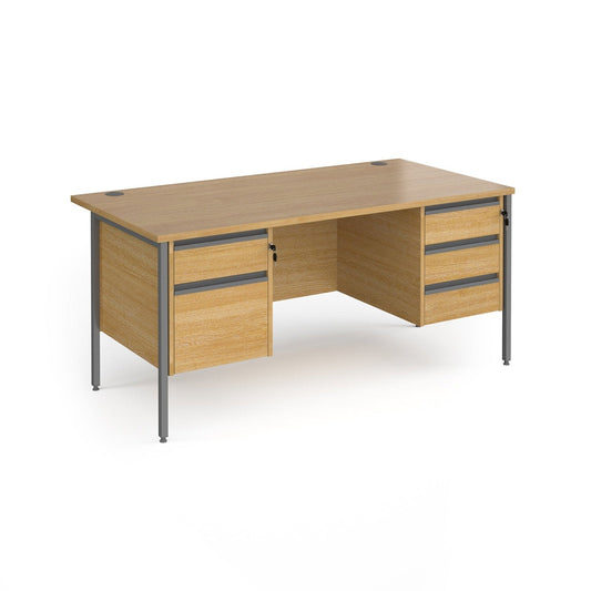 Contract 25 straight desk with 2 3 drawer pedestals and H-Frame leg - Office Products Online