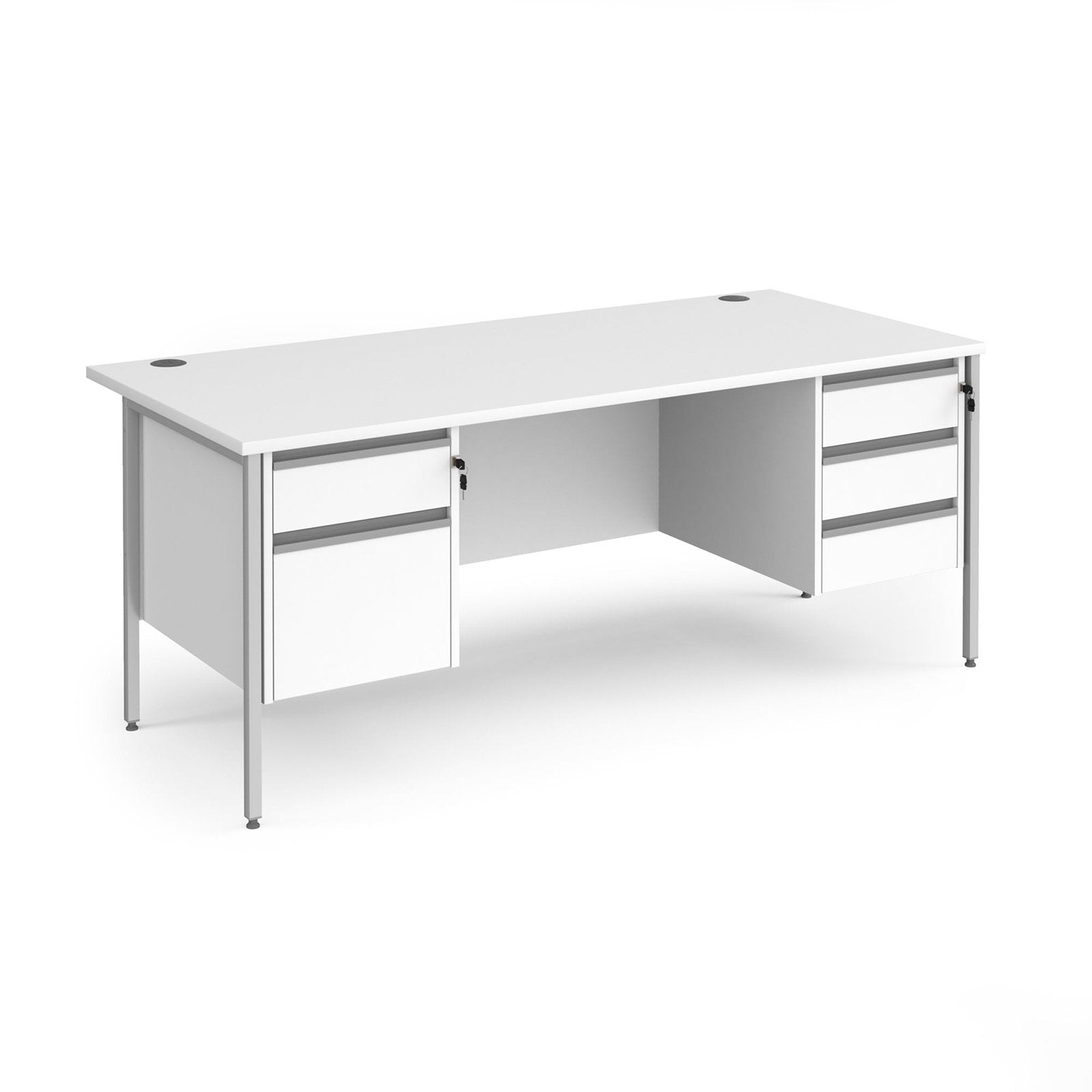 Contract 25 straight desk with 2 3 drawer pedestals and H-Frame leg - Office Products Online