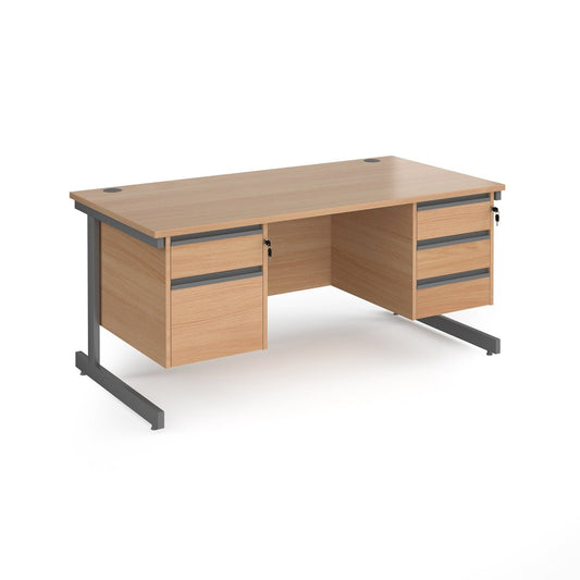 Contract 25 straight desk with 2 3 drawer pedestals and cantilever leg - Office Products Online