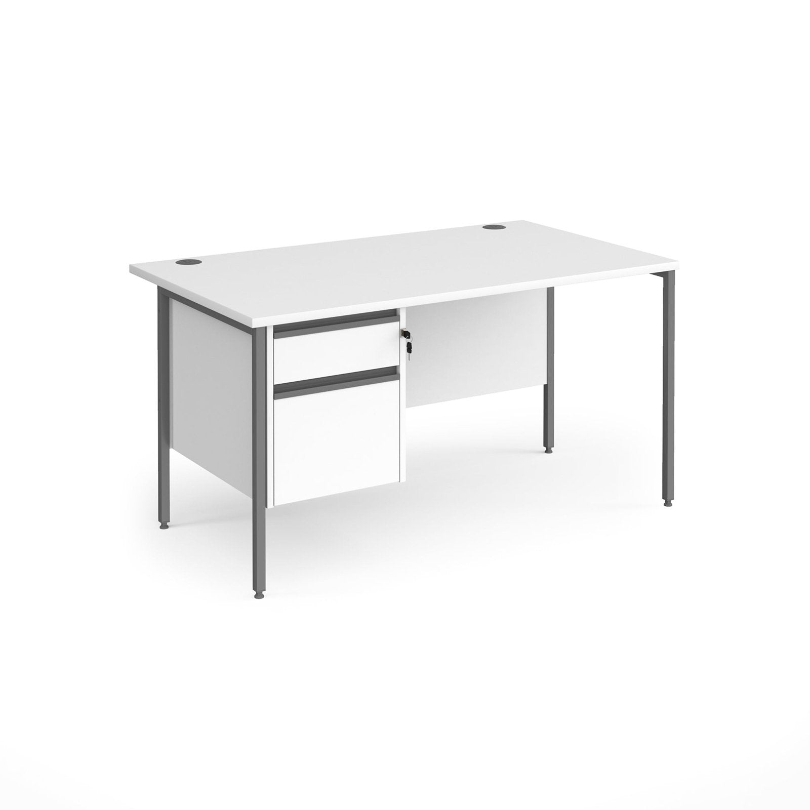 Contract 25 straight desk with 2 drawer pedestal and H-Frame leg - Office Products Online