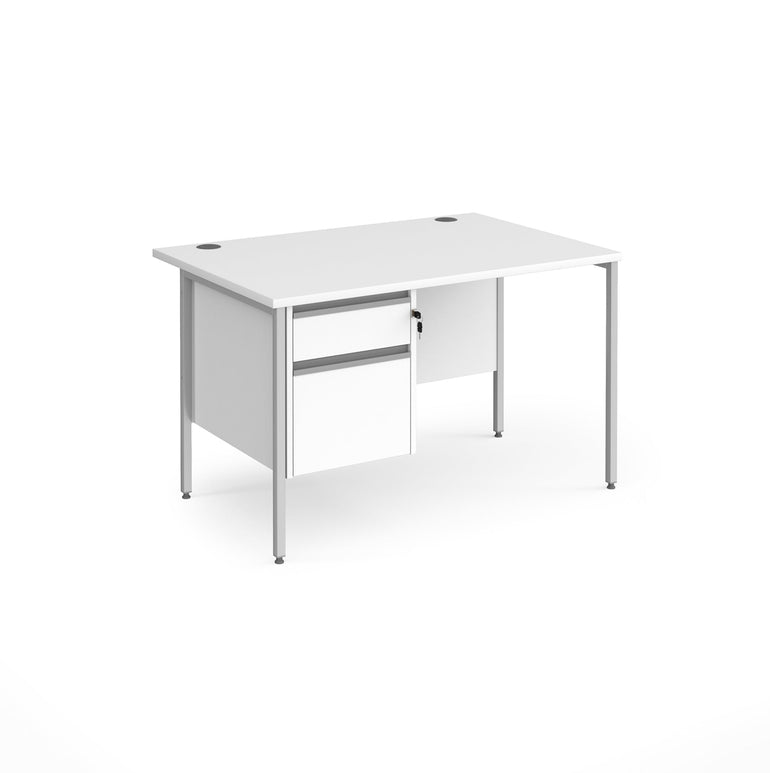 Contract 25 straight desk with 2 drawer pedestal and H-Frame leg - Office Products Online