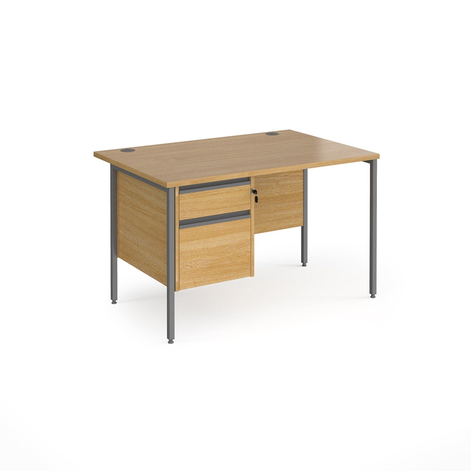 Contract 25 straight desk with 2 drawer pedestal and H-Frame leg - Office Products Online