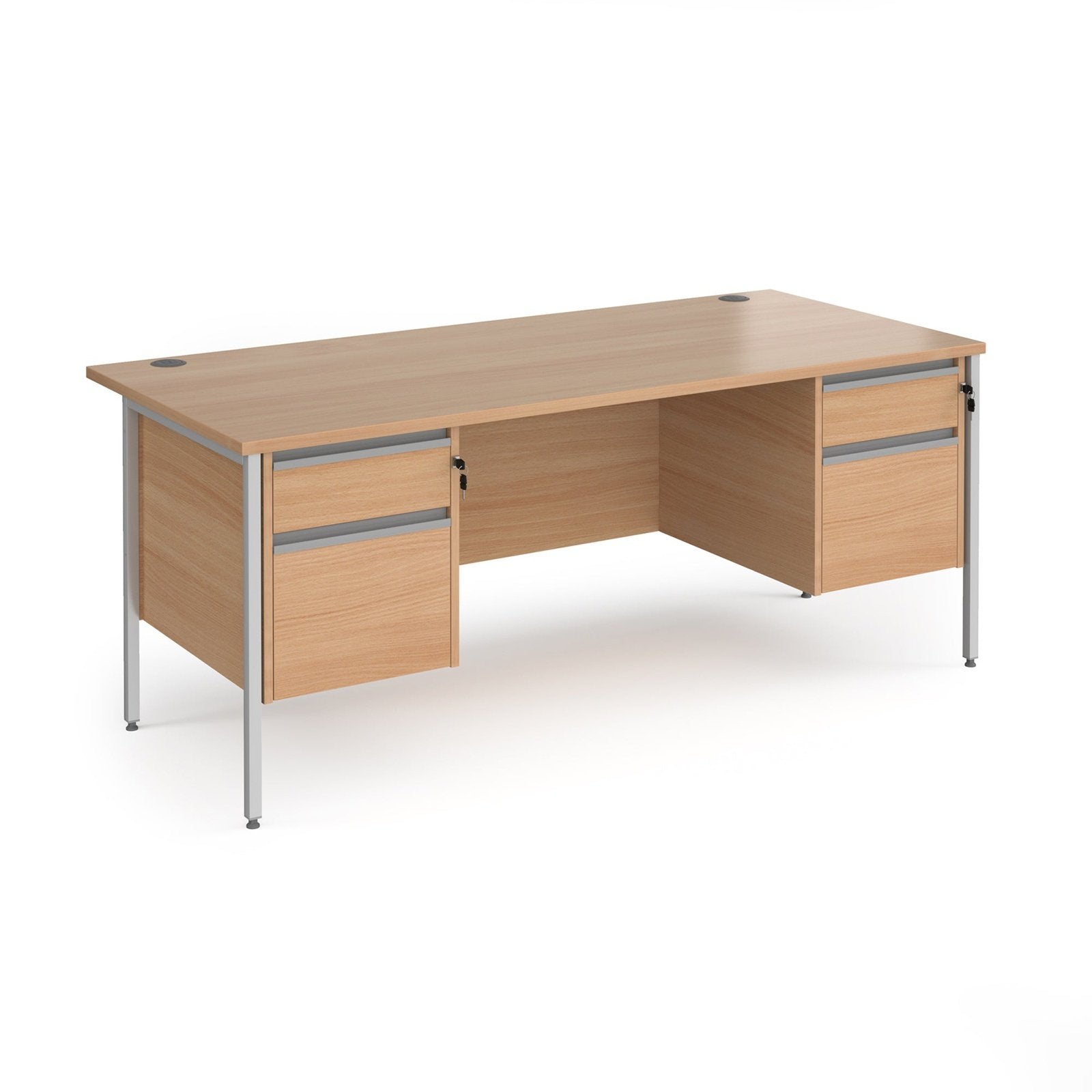 Contract 25 straight desk with 2 drawer pedestals and H-Frame leg - Office Products Online