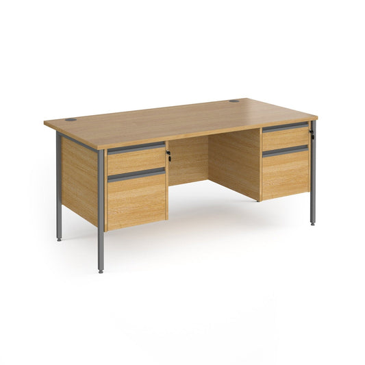 Contract 25 straight desk with 2 drawer pedestals and H-Frame leg - Office Products Online