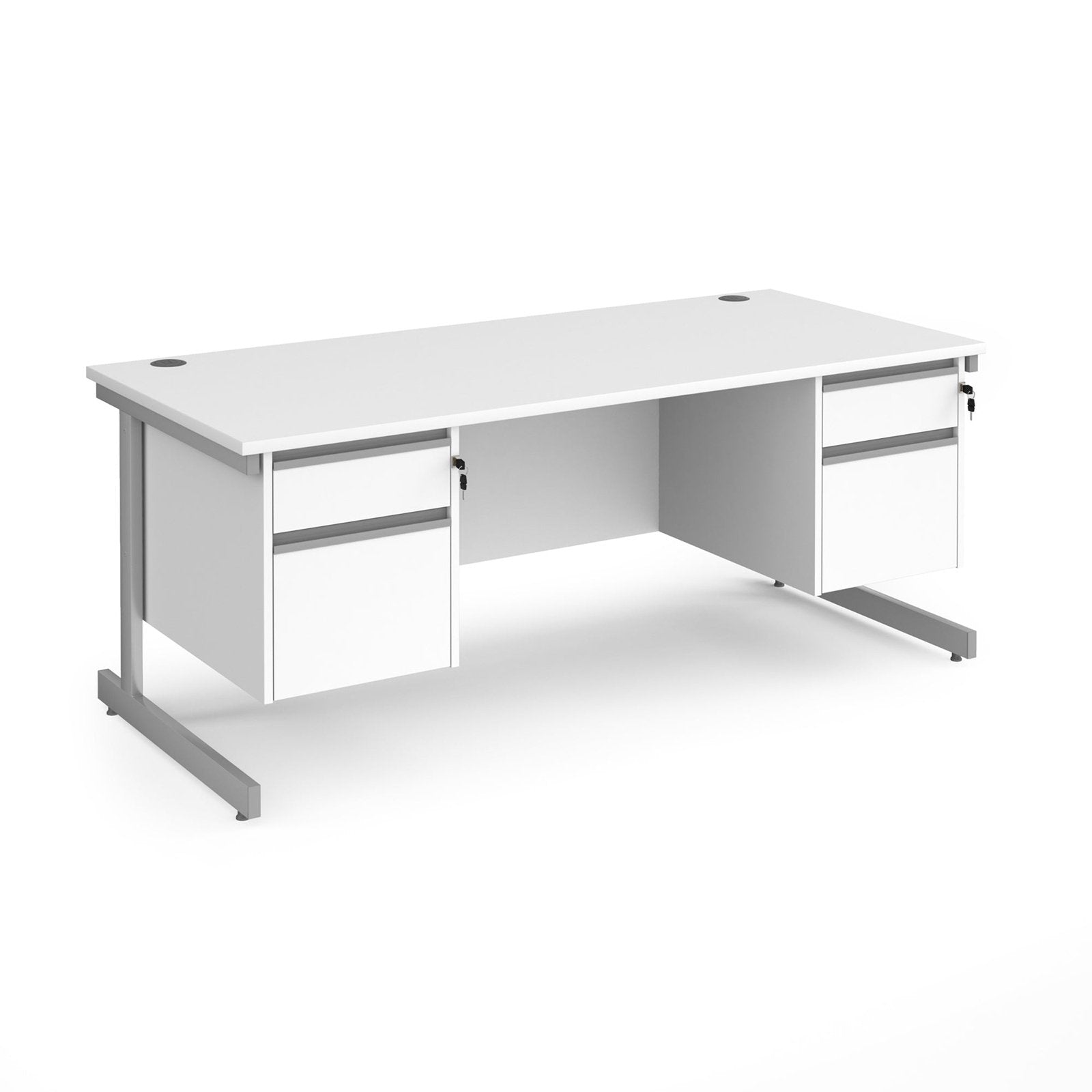 Contract 25 straight desk with 2 drawer pedestals and cantilever leg - Office Products Online
