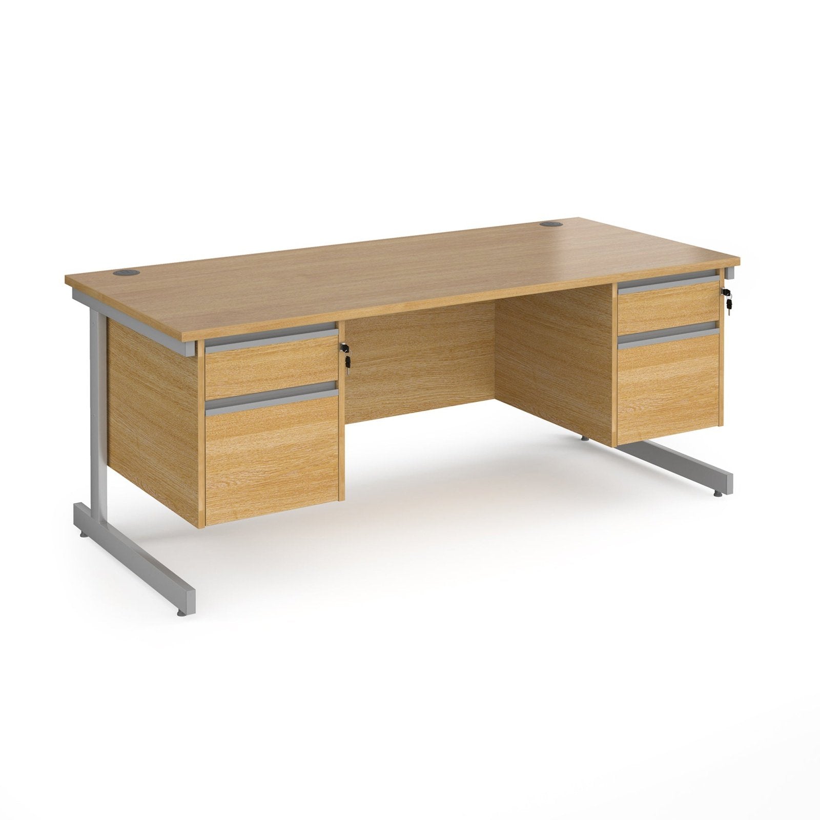 Contract 25 straight desk with 2 drawer pedestals and cantilever leg - Office Products Online