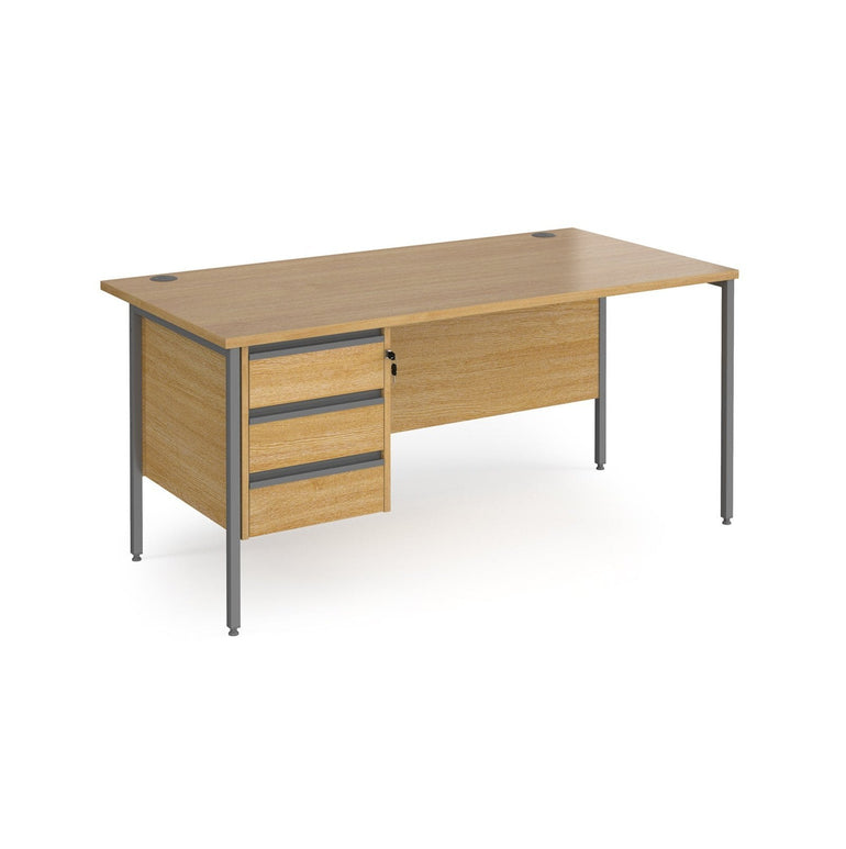 Contract 25 straight desk with 3 drawer pedestal and H-Frame leg - Office Products Online
