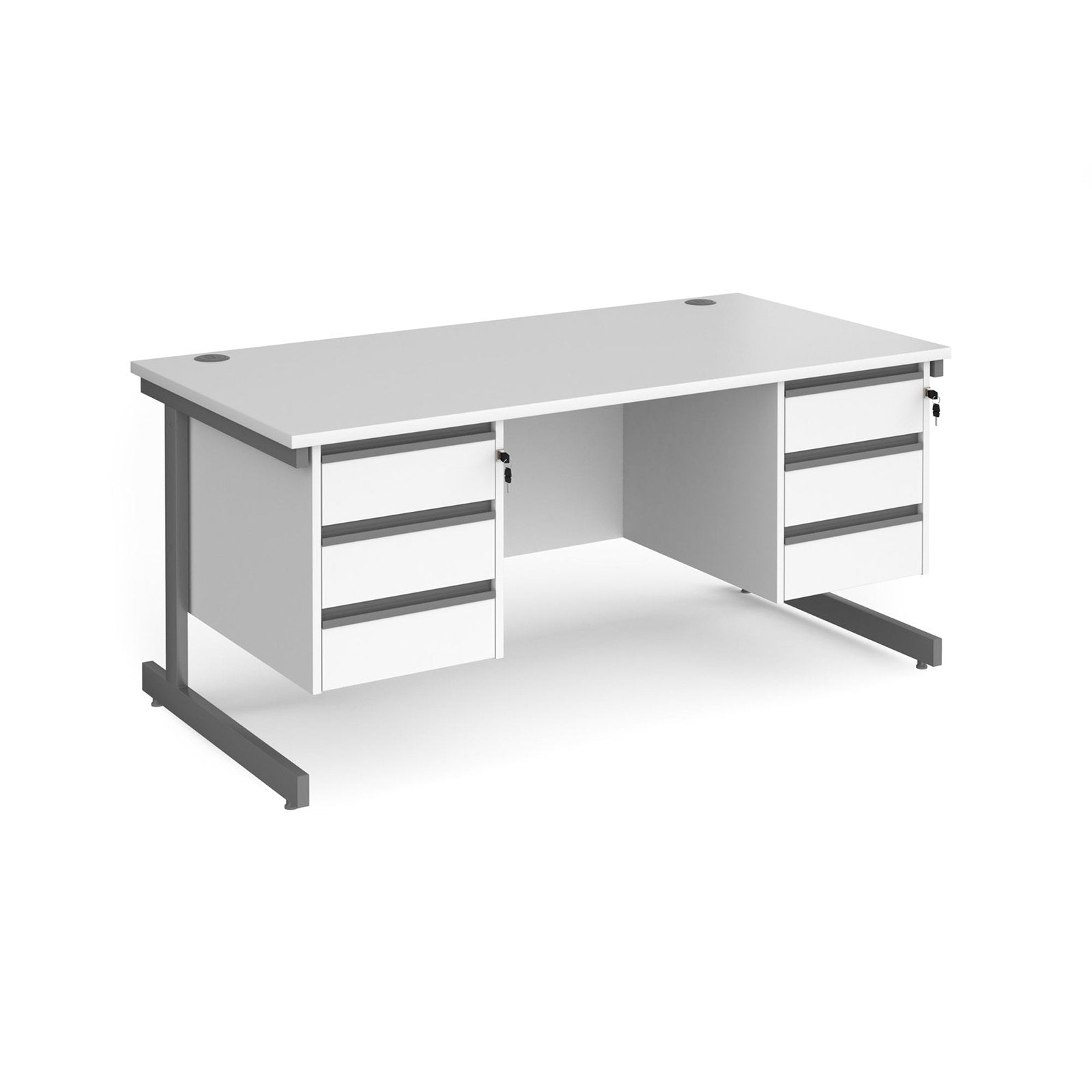 Contract 25 straight desk with 3 drawer pedestals and cantilever leg - Office Products Online
