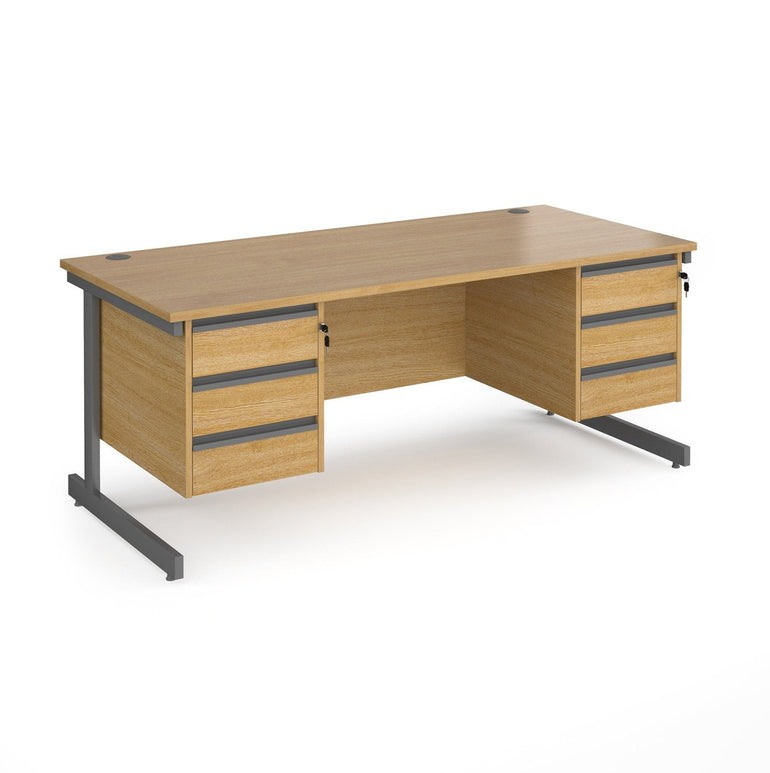 Contract 25 straight desk with 3 drawer pedestals and cantilever leg - Office Products Online